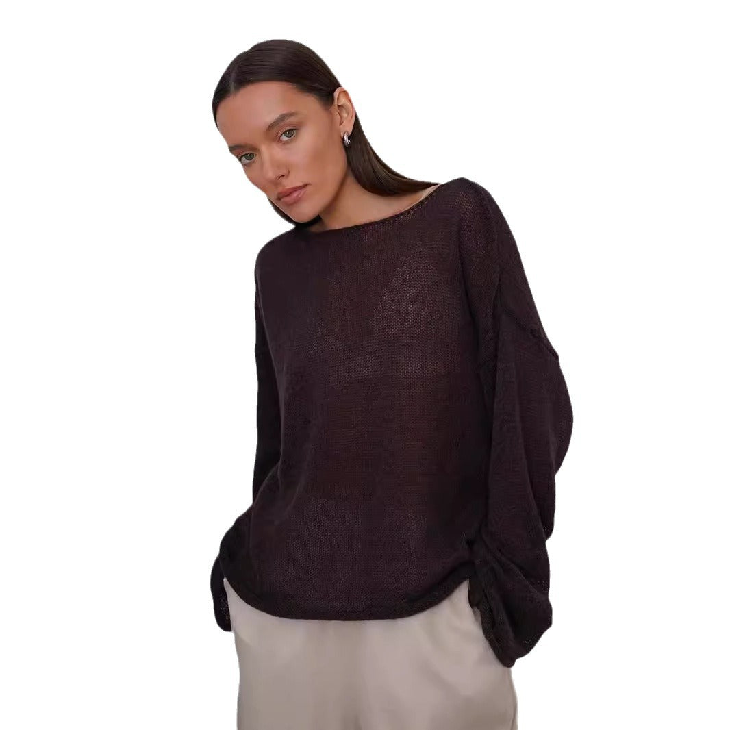 Casual See Through Knitted Long Sleeves Blouses