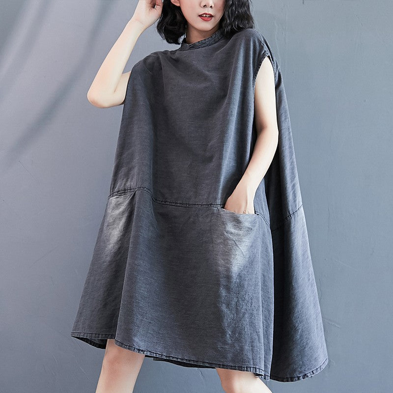 Summer Plus Sizes Women A Line Denim Dresses-Dresses-Free Shipping at meselling99