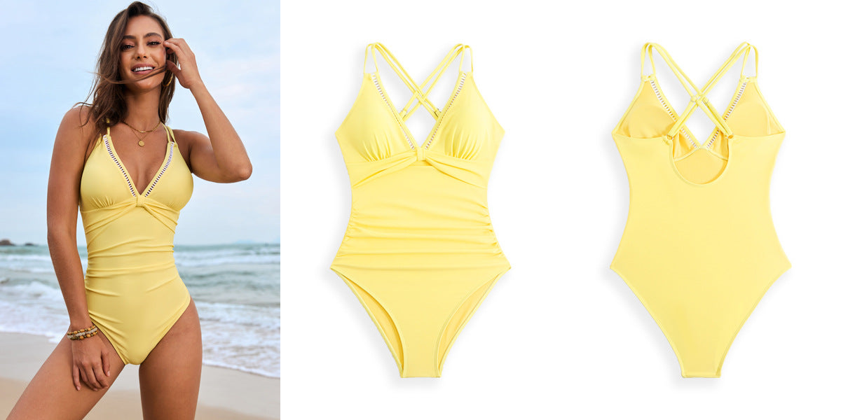 Women’s Pure Color One-Piece Swimsuit