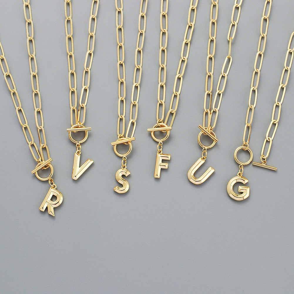 Bridesmaid Gifts Alphabet Necklace Golden Hip-hop Necklace  26 Letter Pendant Necklaces