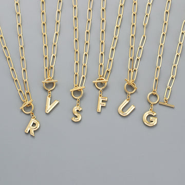 Bridesmaid Gifts Alphabet Necklace Golden Hip-hop Necklace  26 Letter Pendant Necklaces