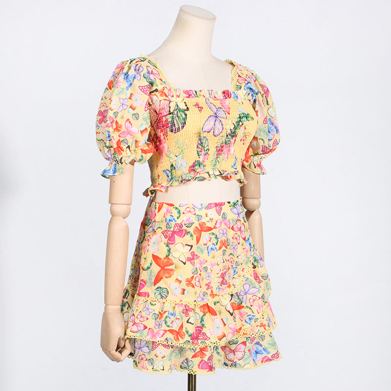 Summer Boho Vacation Style Top & Skirt Set