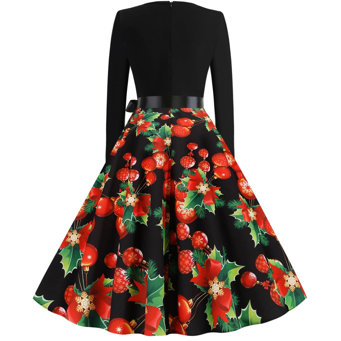 Vintage Christmas Plus Sizes Round Neck Long Sleeves Dresses--Free Shipping at meselling99