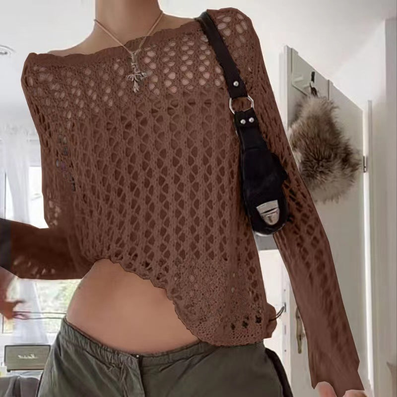 Women's Oversized Mesh Knit Sweater