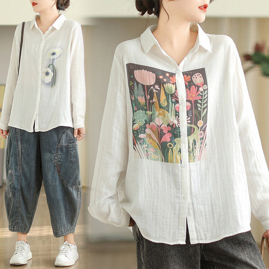 Leisure Linen Long Sleeves Shirts for Women