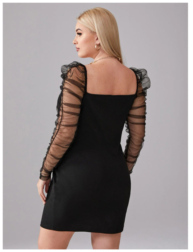 Black Tulle Plus Sizes Women Dresses-Dresses-Free Shipping at meselling99