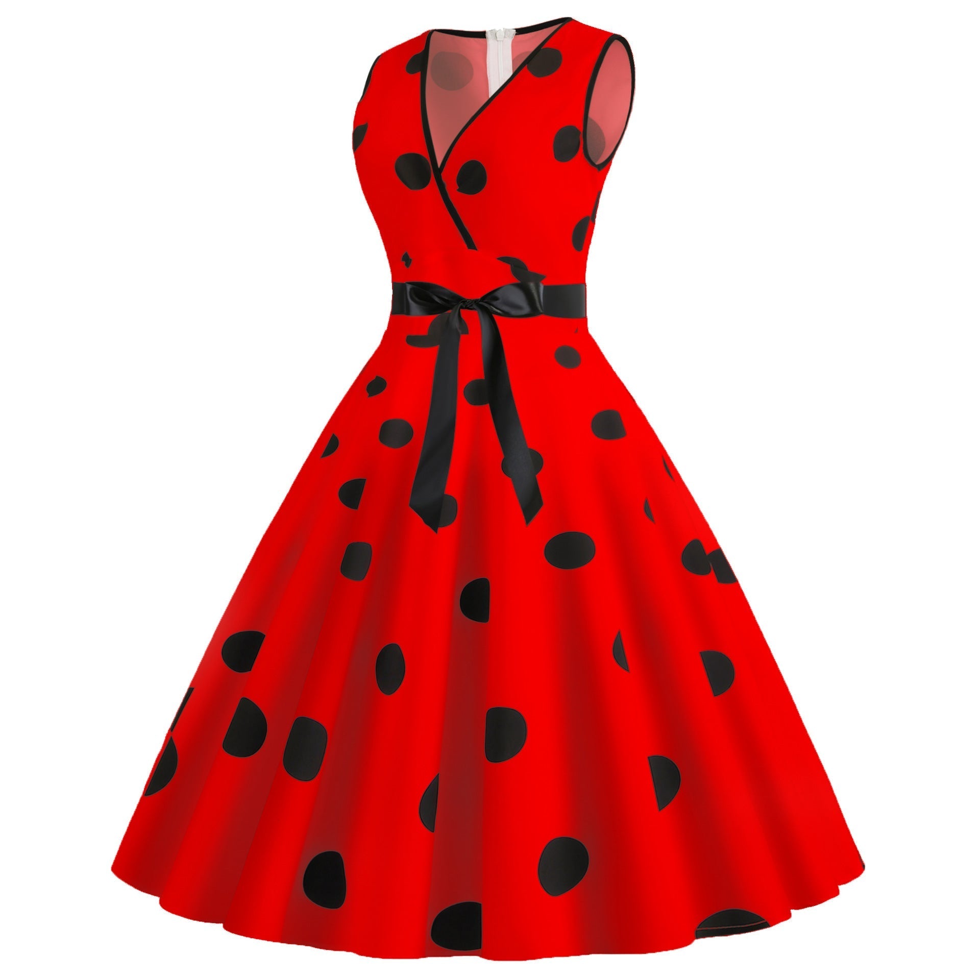 Summer Sleeveless Polka Dot Dresses-Dresses-Free Shipping at meselling99