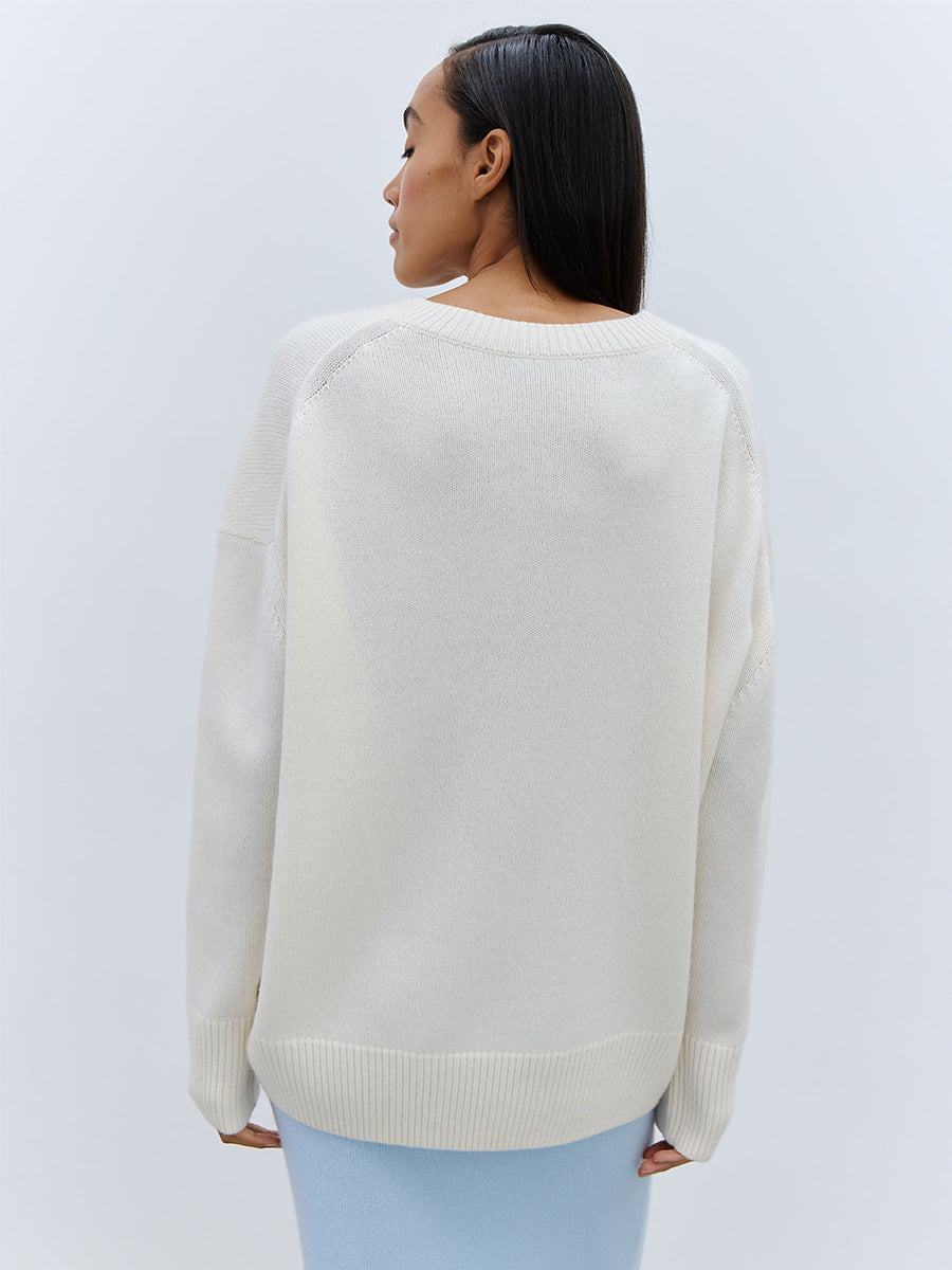 Women's Oversized Round Neck Long Sleeve Sweater