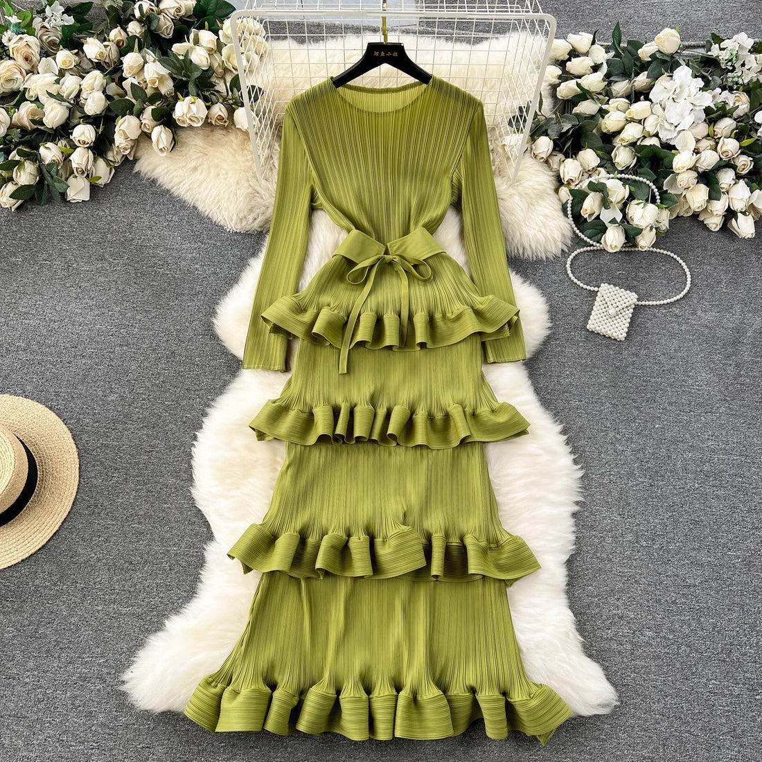 Elegant Luxury Tiered Ruffle Maxi Dress – High-End Minimalist Designer Evening Gown