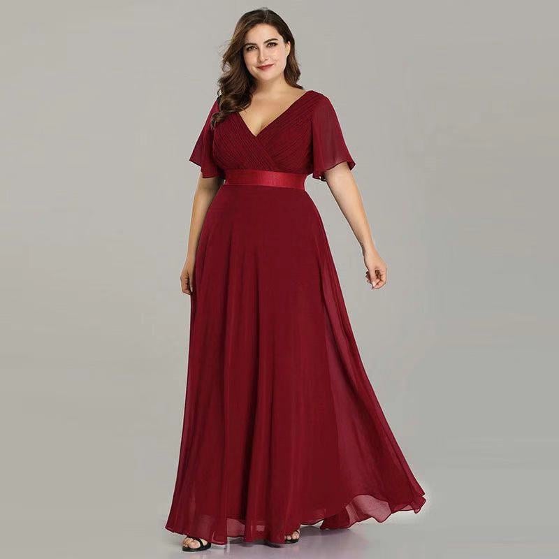 Elegant V Neck Chiffon Women Party Dresses-Dresses-Free Shipping at meselling99