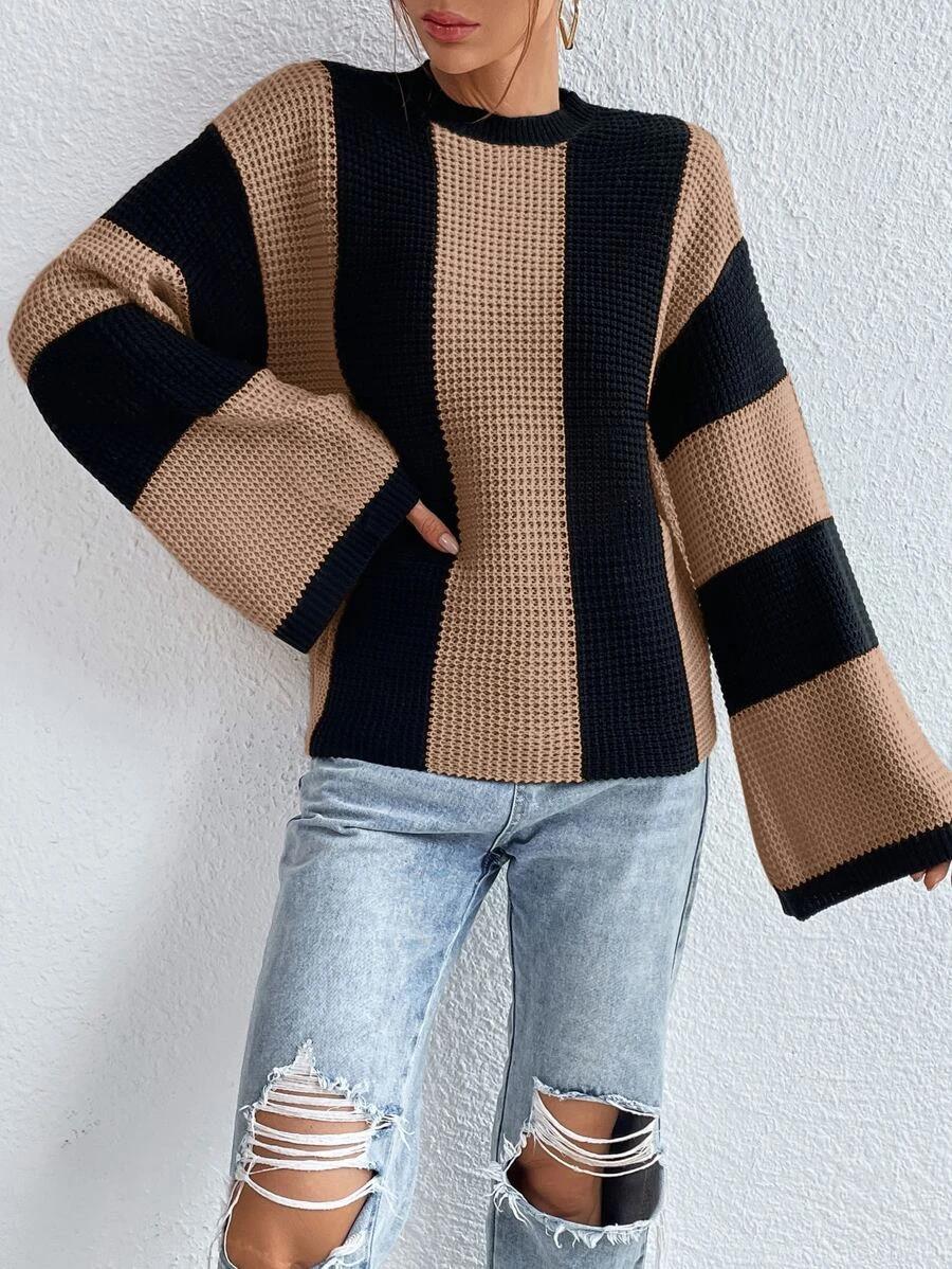 Designed Striped Knitted Sweaters