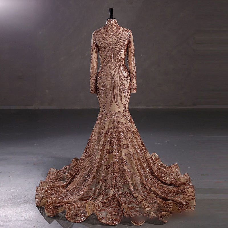 Luxury Long Sleeve High Waist Evening Dress/Wedding Dresses