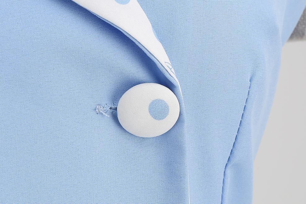 Elegant V-Neck Polka Dot & Solid Color A-Line Dress with Belt for Women