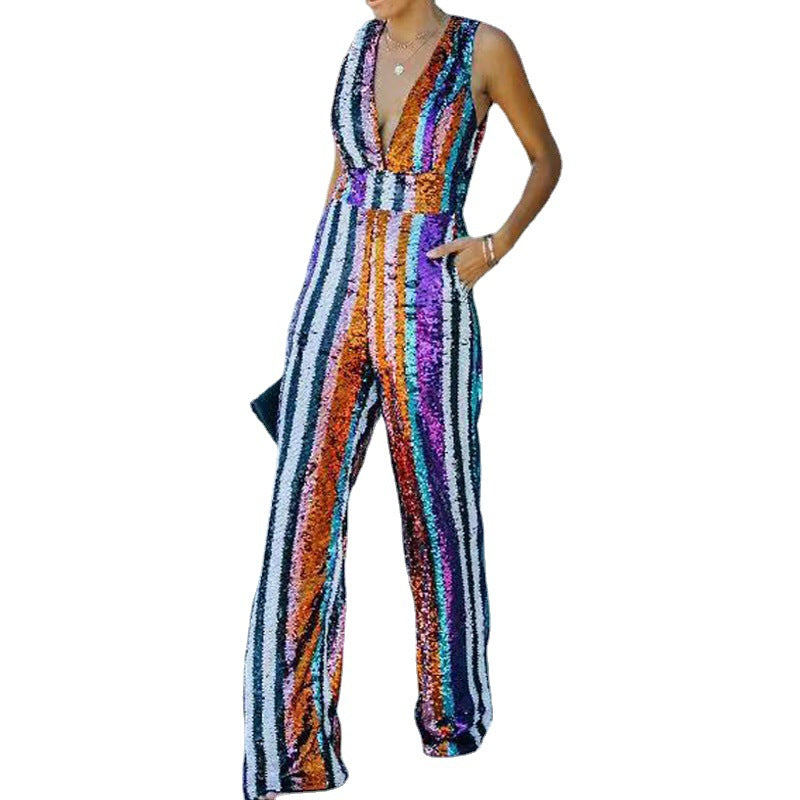 Sexy Sequined Sleeveless Summer Jumpsuits