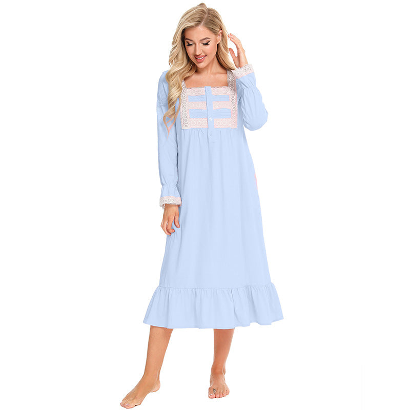 Casual Plus Sizes Long Sleeves Nightgown