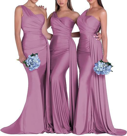 Sexy One Shoulder Mermaid Evening Dresses Bridesmaid Dresses