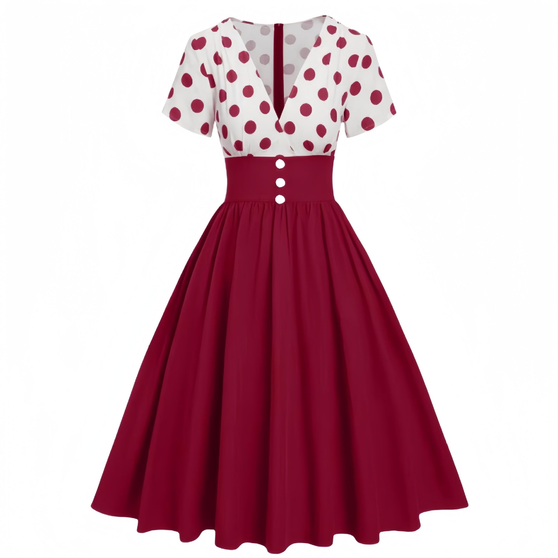 Polka Dot Contrast Panel Dress