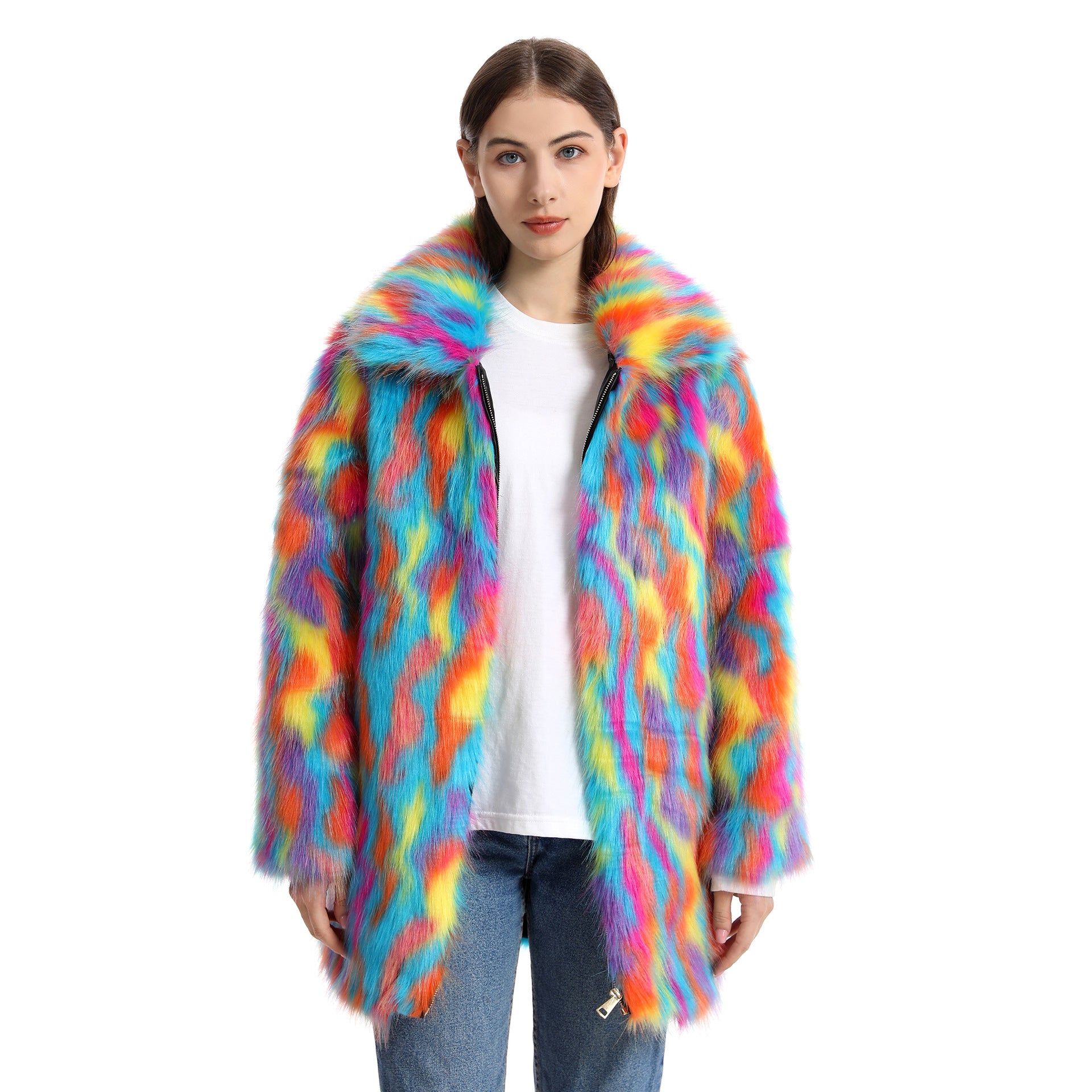 Women's Plush Long-Length Faux Fur Coat