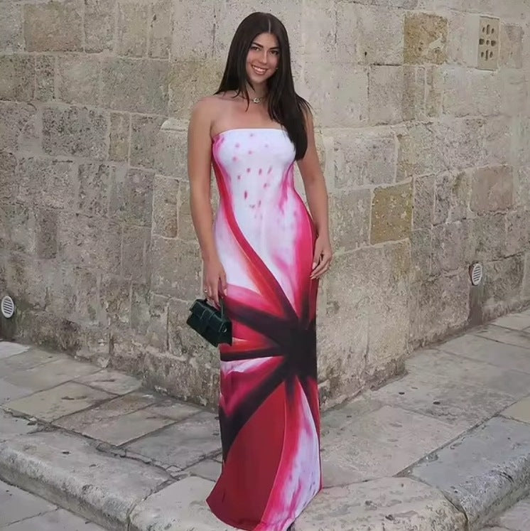 Women's Avocado Print Strapless Sundress