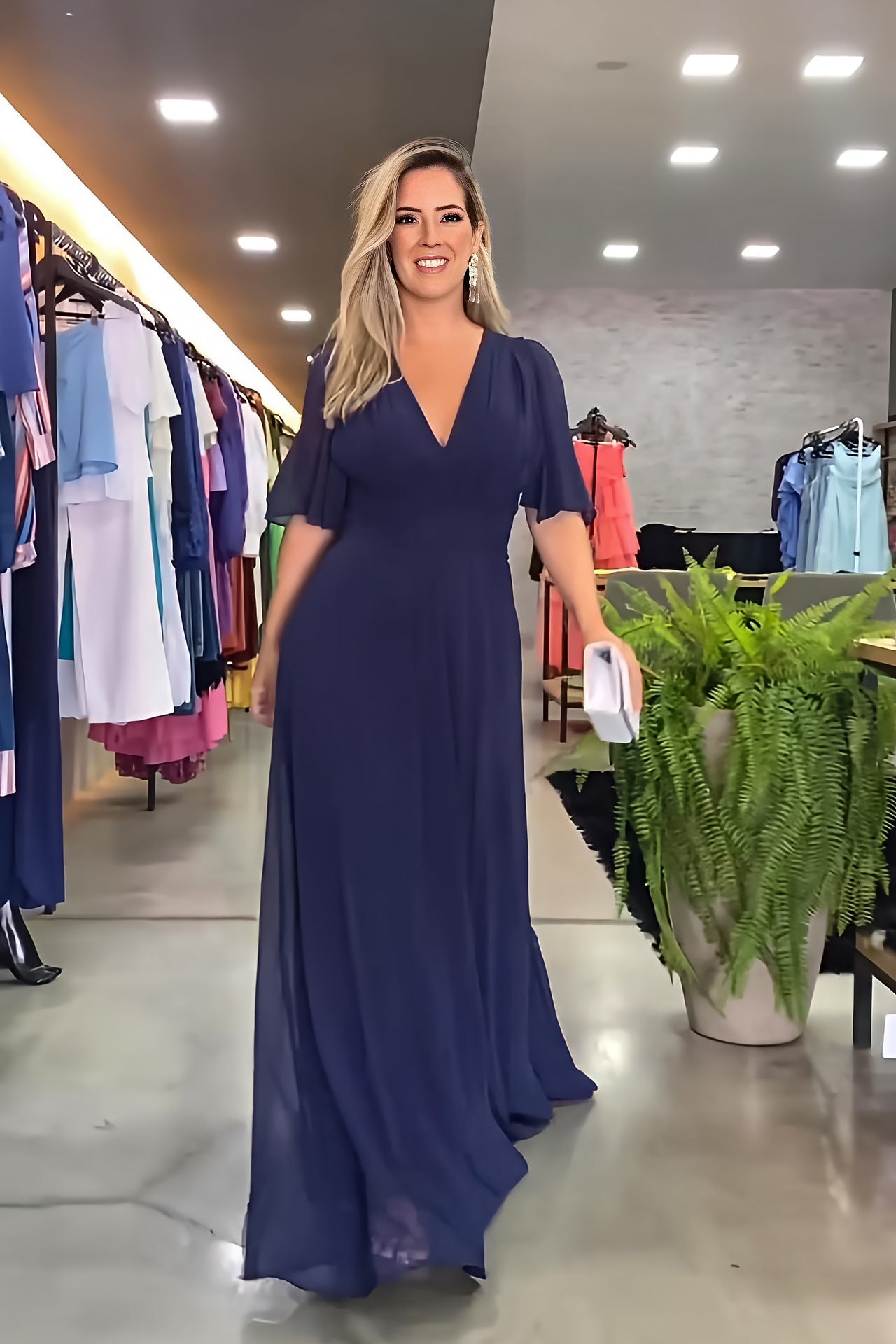 Fashion Chiffon V Neck Long Maxi Dresses-Dresses-Free Shipping at meselling99