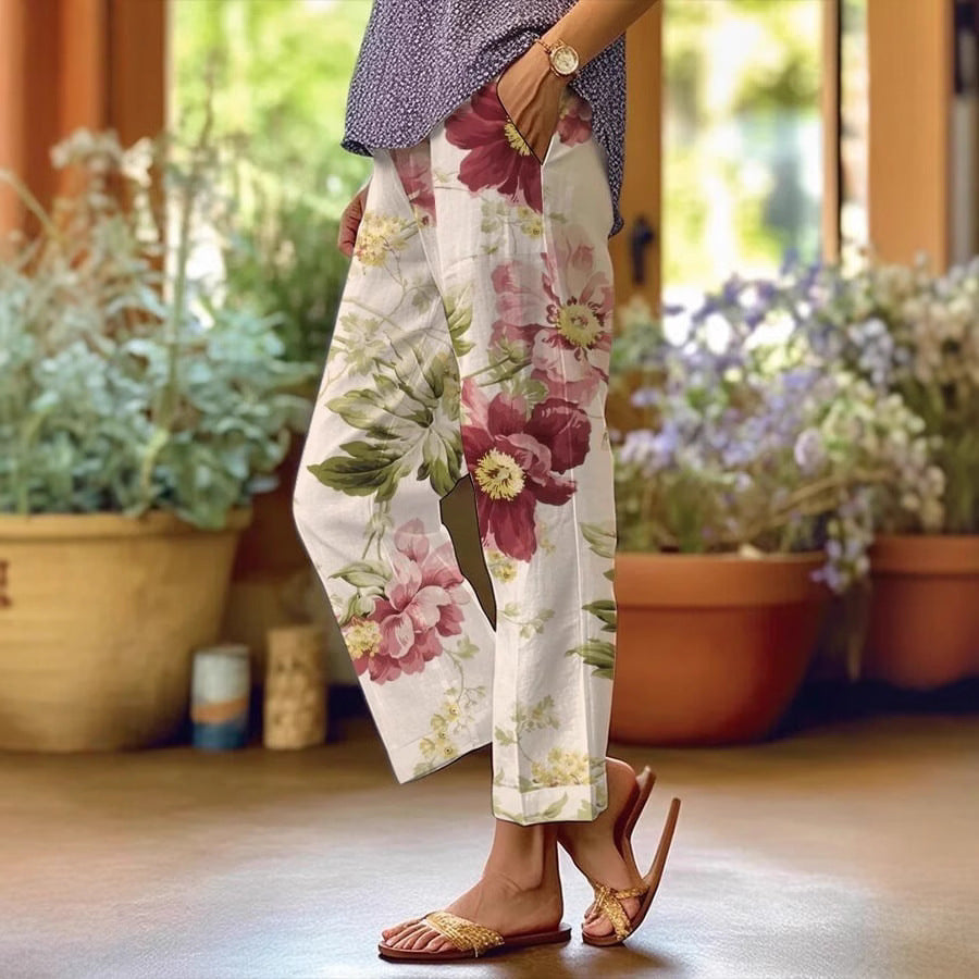 Women's Summer 3D Print Minimalist Cuffed Casual Pants