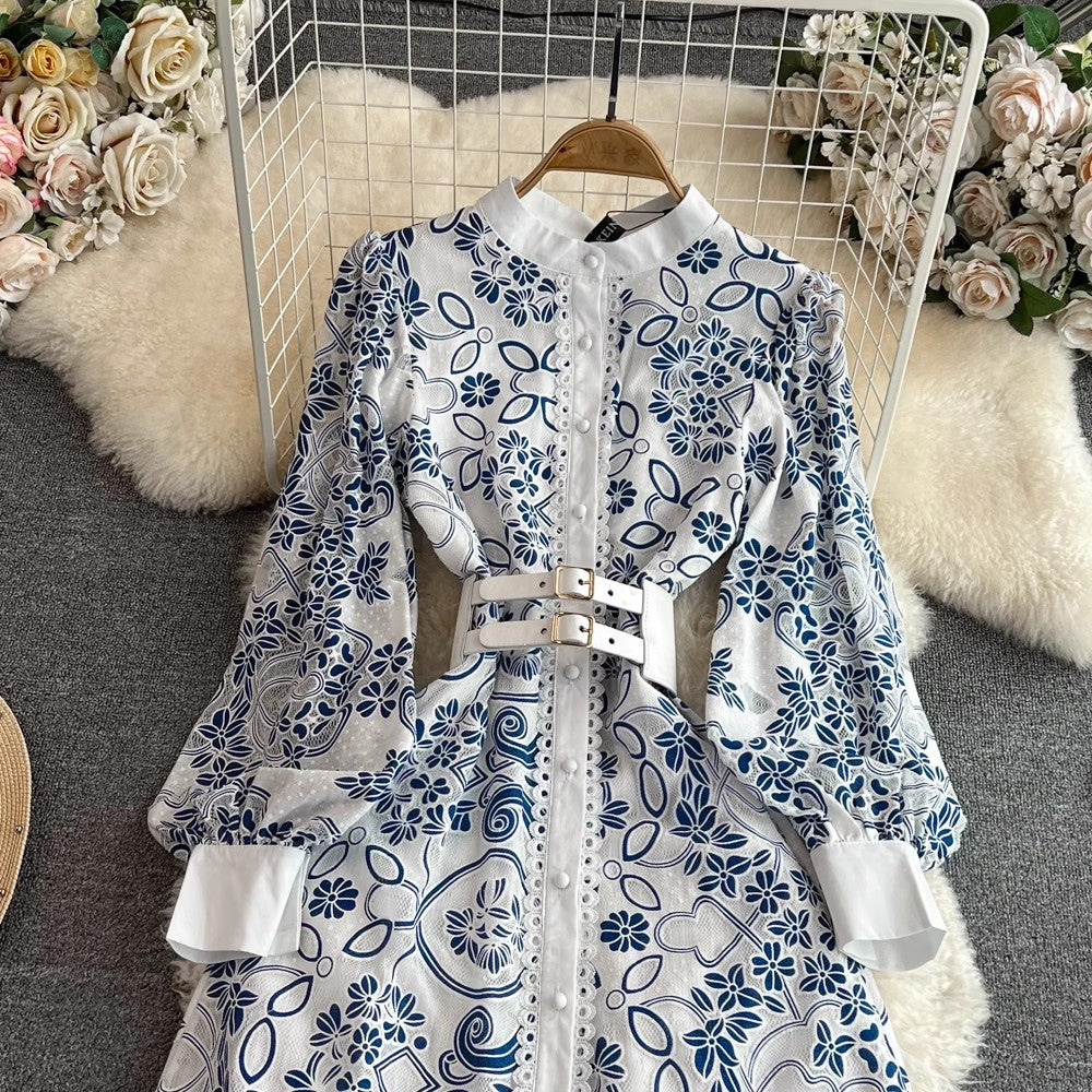 Vintage Stand Collar Elegant Long Dresses