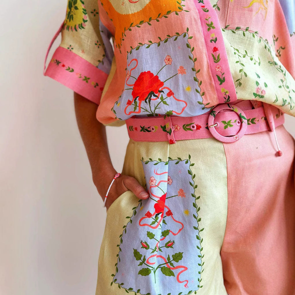 Casual Fashion Linen Shirt & Shorts Set