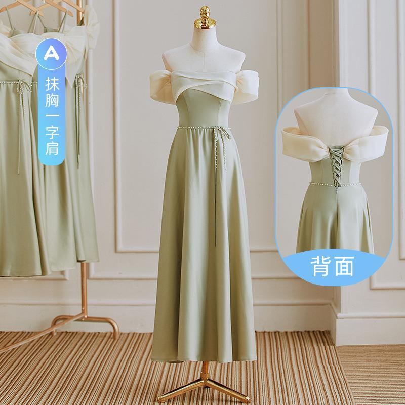 Fashion Satin Green Spring Bridesmaid Dresses