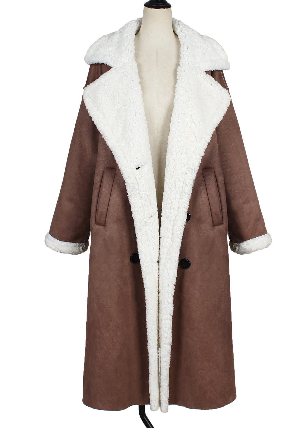 Women's Faux Leather & Fur Long Coat