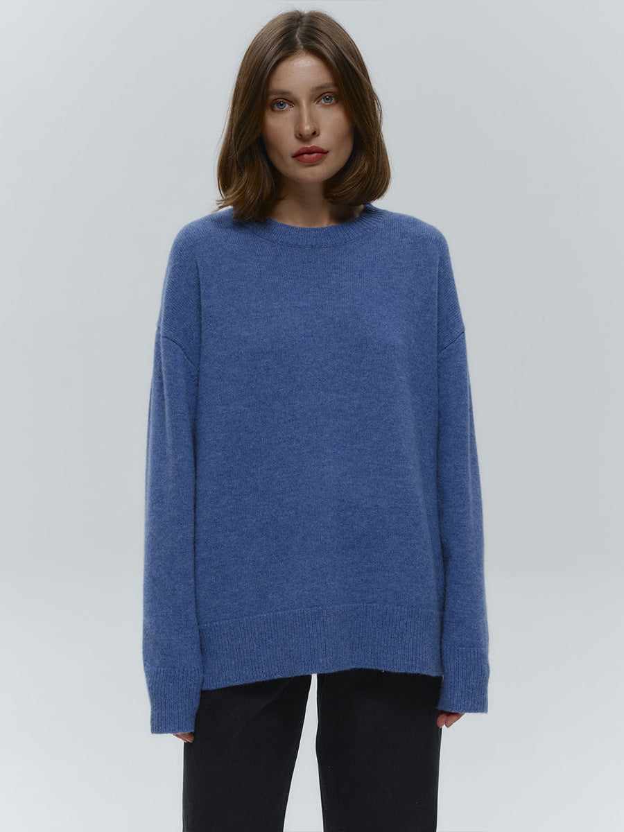 Classic Relaxed-Fit Dark Crewneck Sweater