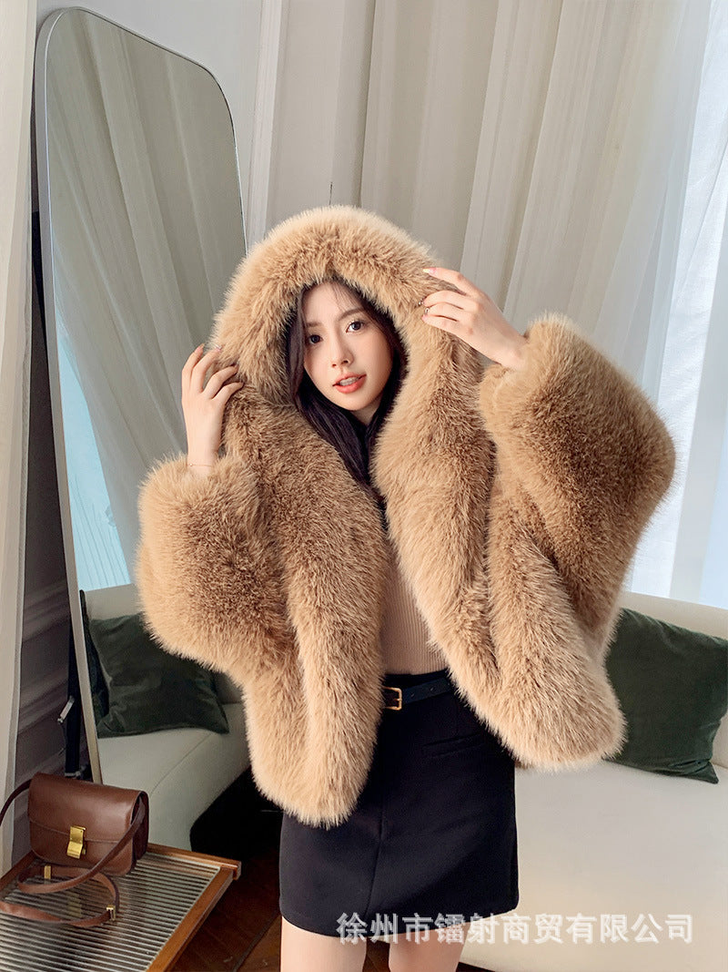 Luxurious Designed Faux Fox Fur Women Overcoats