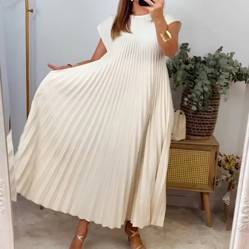 Casual Round Neck Sleeveless Women Long Dresses-Dresses-Apricot-XS-Free Shipping at meselling99