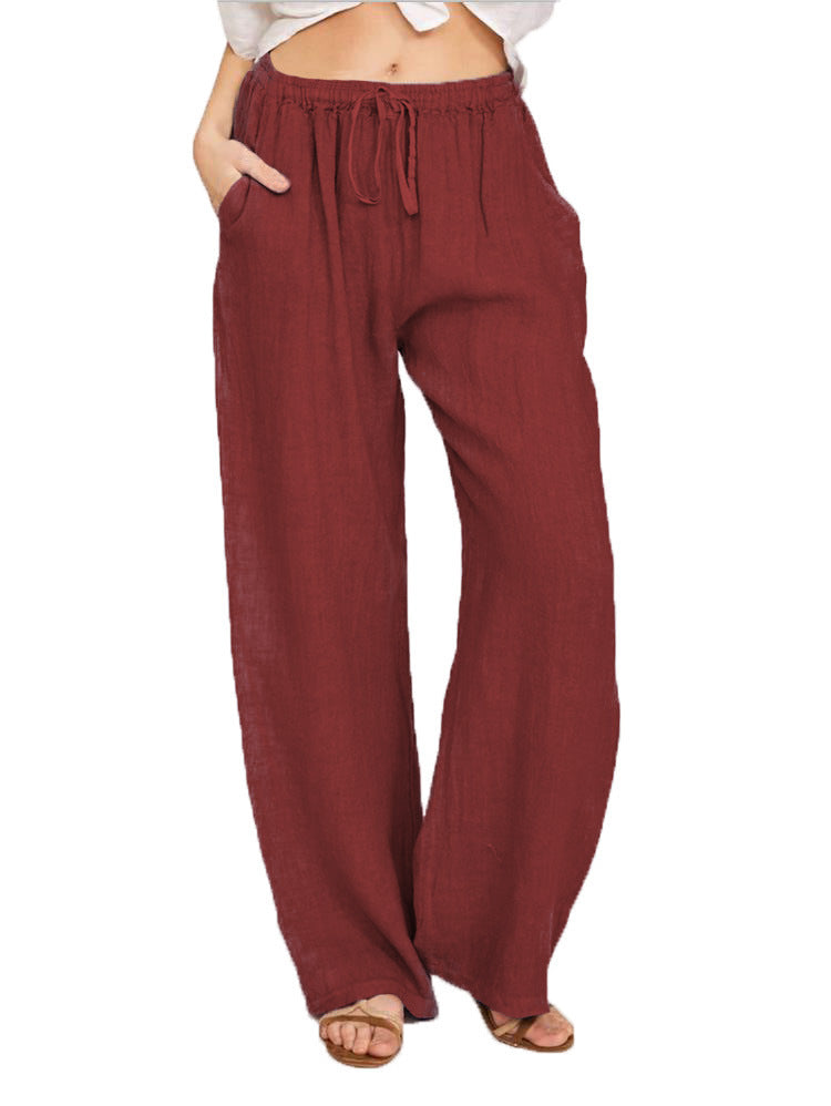 Casual Cotton Linen Plus Sizes Wide Legs Pants