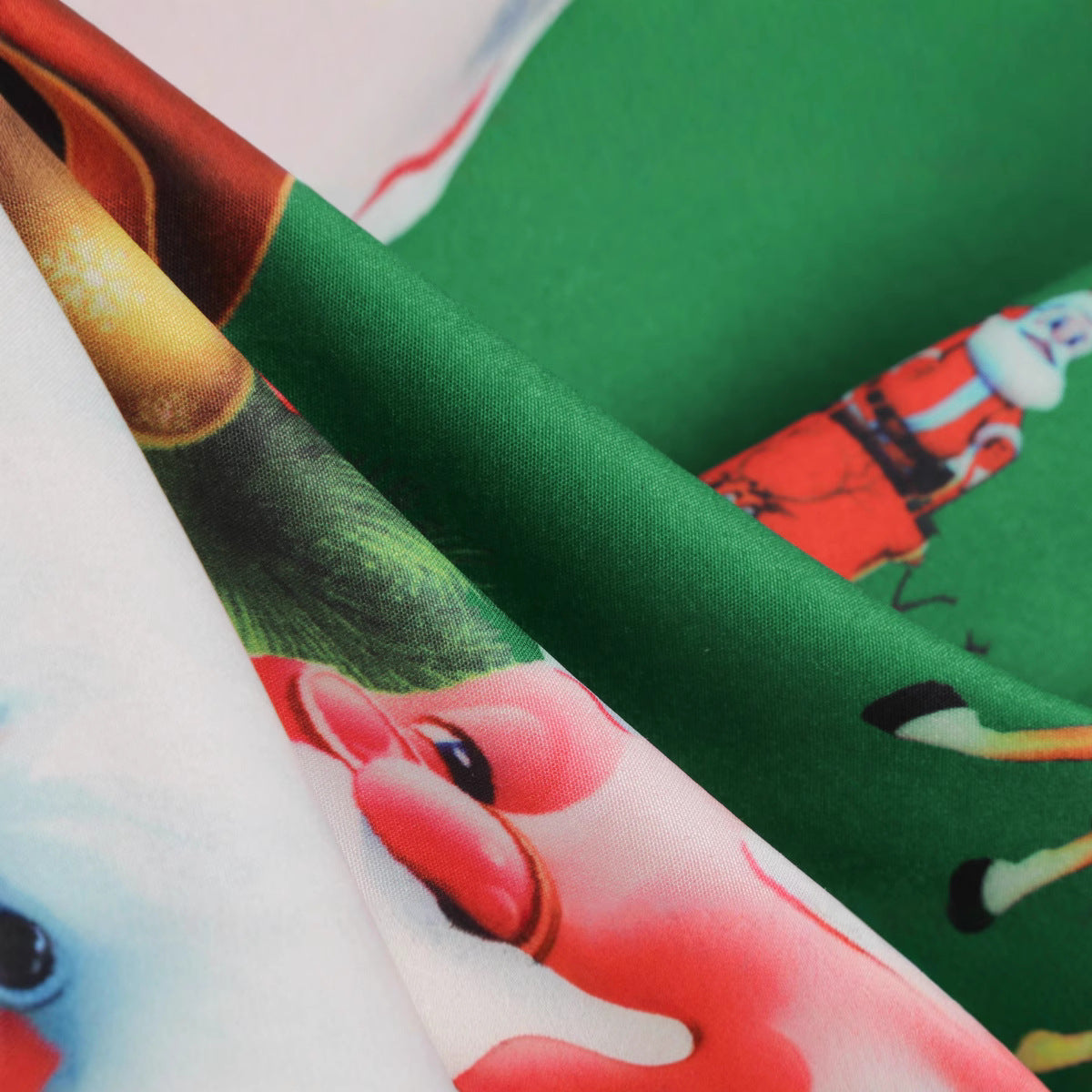 Christmas Theme Floral Print Dress with Lace Inserts and Flared Skirt