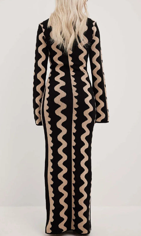 Spring Slim Fit Sweater Dress with Fashionable Print