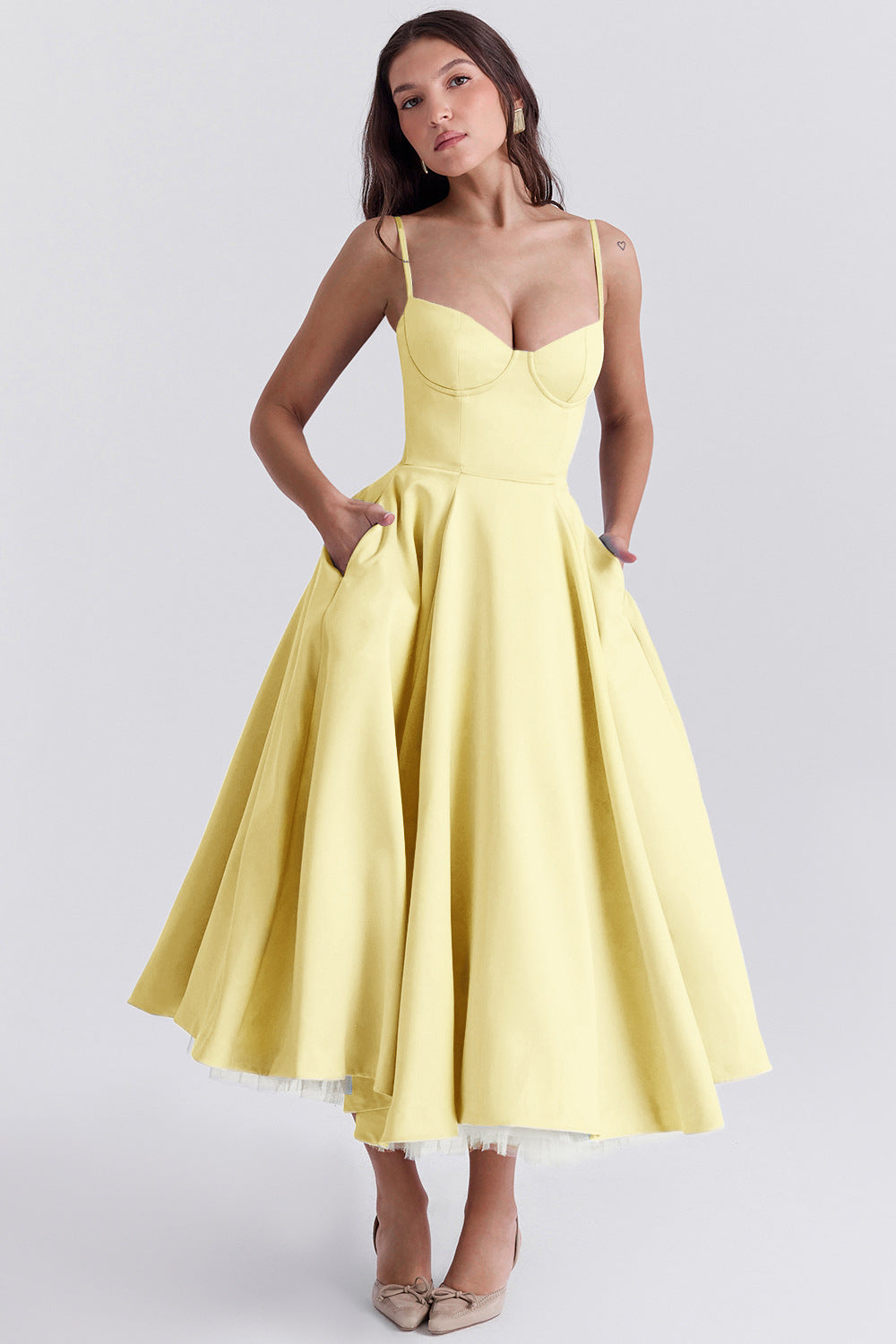 Elegant Princess Gown - French Chiffon Tiered Strapless Ball Gown Dress for Women