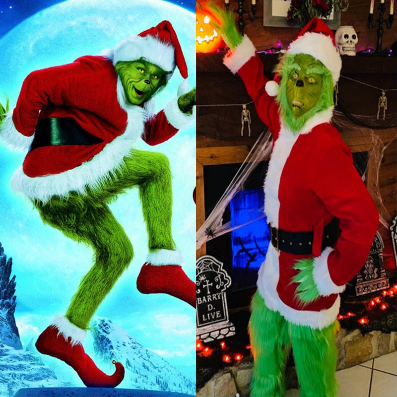 Halloween Grinch Costume with Santa Pants