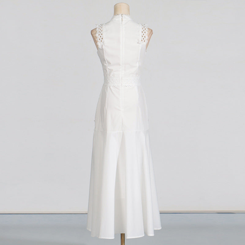 Designed Women's Vintage-Inspired Sleeveless Lace Trimmed Summer Dress