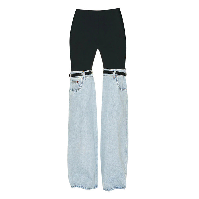 Designed Lace Up Trumpet Jeans for Women