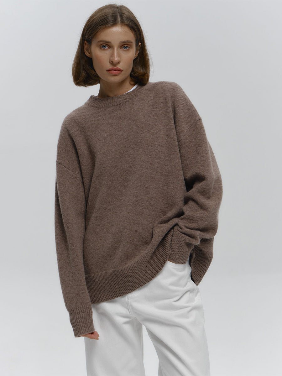 Classic Relaxed-Fit Dark Crewneck Sweater