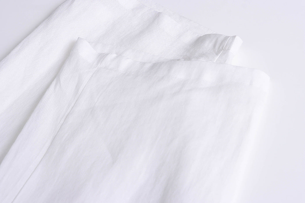 Luxury 100% Linen Sun Protection Shirt & Wide-Leg Pants Set – Breathable & Stylish