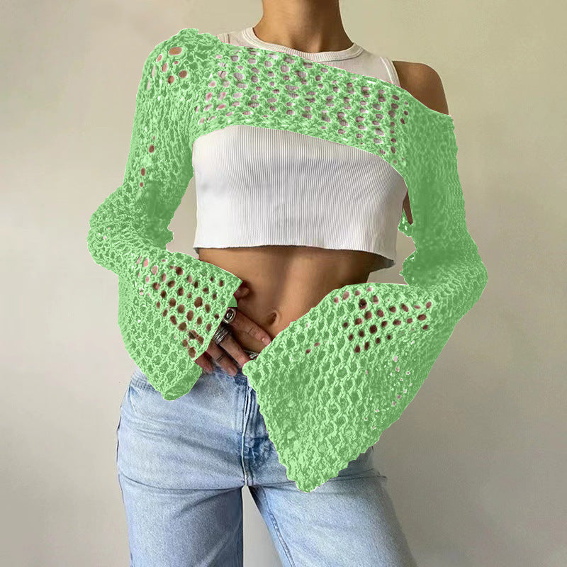 Sexy Hollow Knit Long Sleeves Top