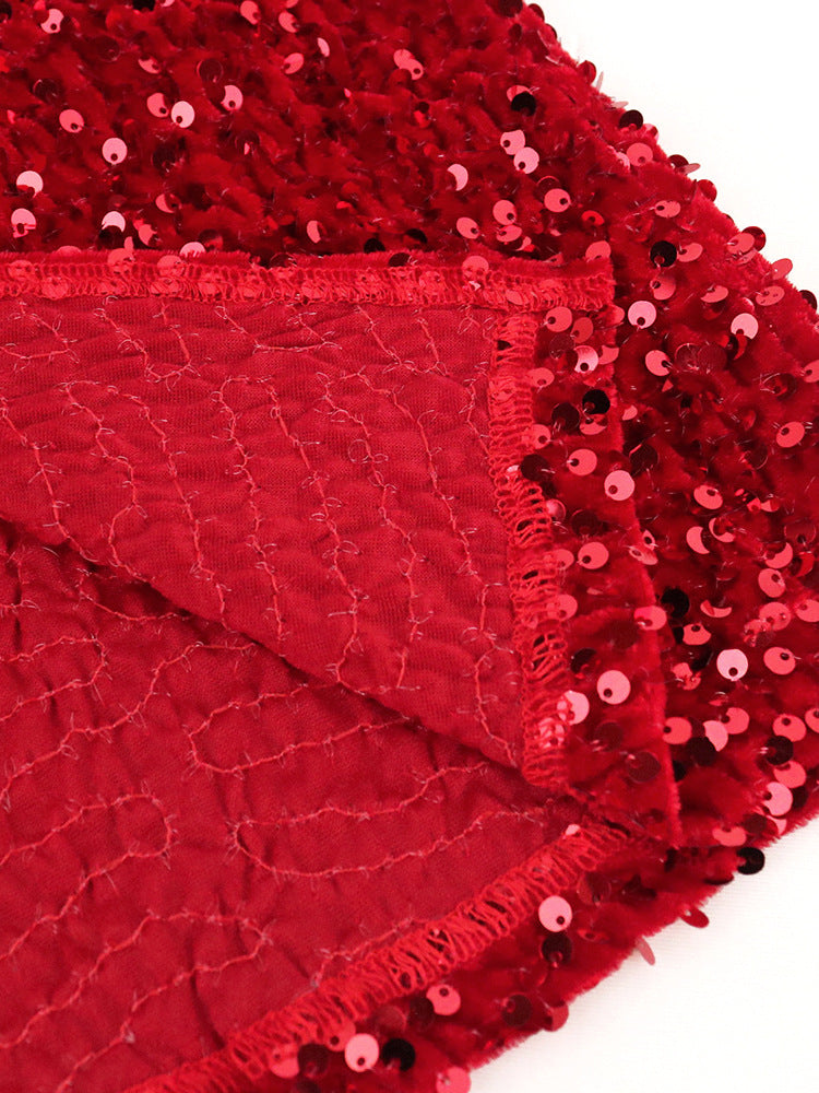 Sexy Red Sequined Strapless Women Party Dresses-Dresses-Free Shipping at meselling99