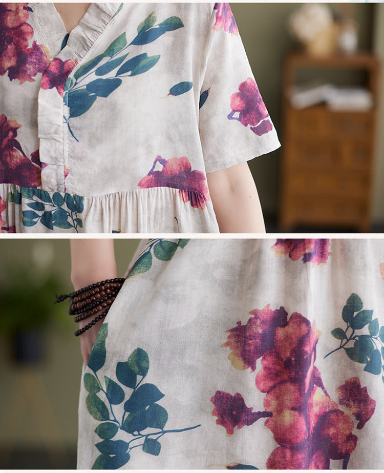 Women Summer Linen Plus Sizes Long Cozy Dresses-Dresses-Free Shipping at meselling99