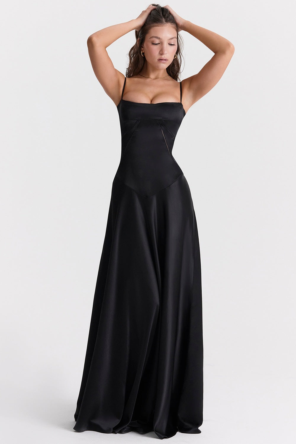 Elegant Long Satin Slip Dress with Low Back