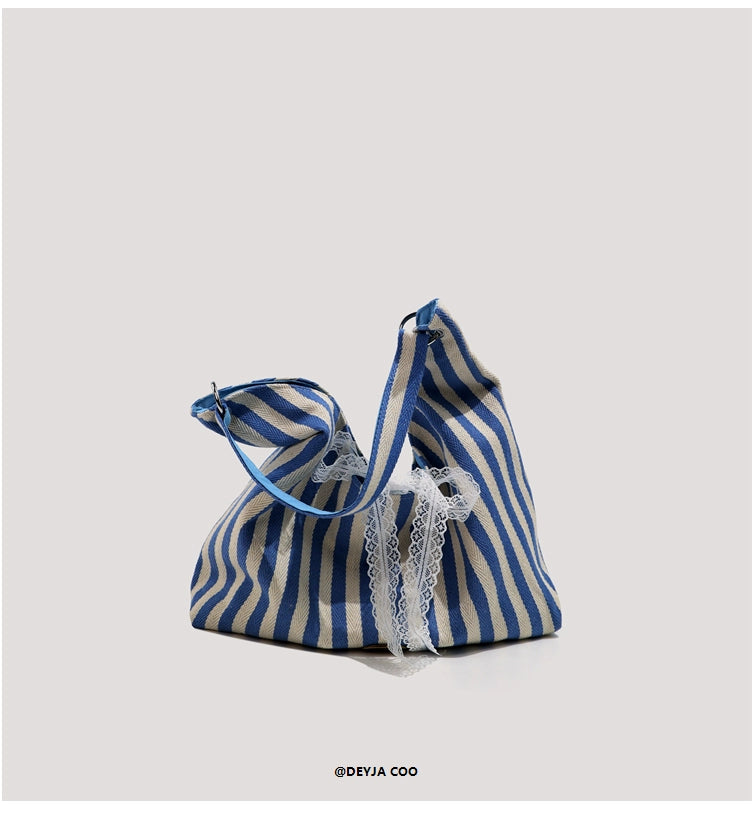Double Sided Striped Canvas Tote Bag