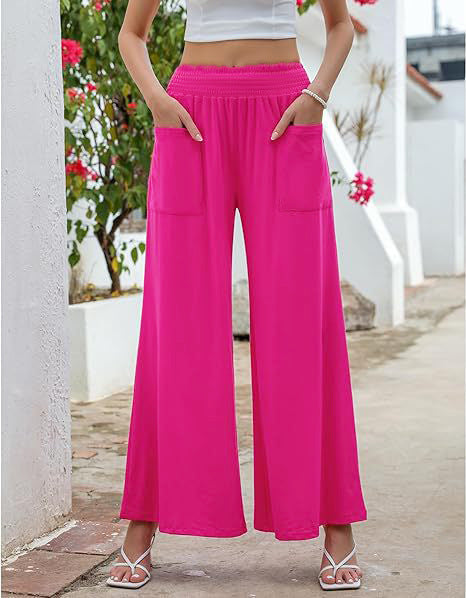 Women's High-Waisted Elastic Waist Casual Pants