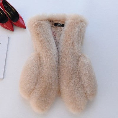 Fashion Women Artificial Fox Fur Sleeveless Vest