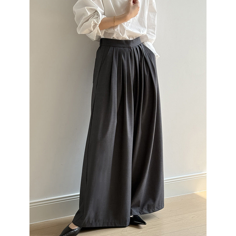Women's High-Waisted Tencel Wool Wide-Leg Pants