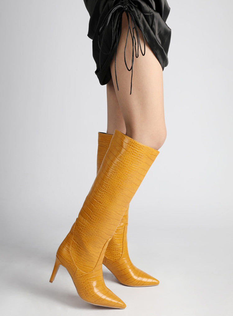 Fashion Peep Toe Crocodile Print Plus Sizes Women Boots